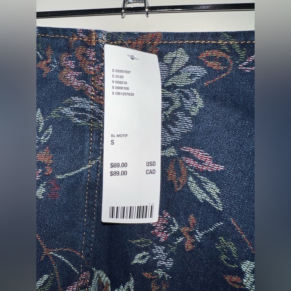 NWT Urban Outfitters Floral Denim Mini Skirt - Picture 7 of 7